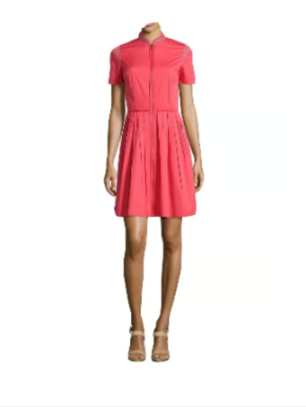 Elie Tahari Tangerine Mesh Front Zip Dress Size 8
